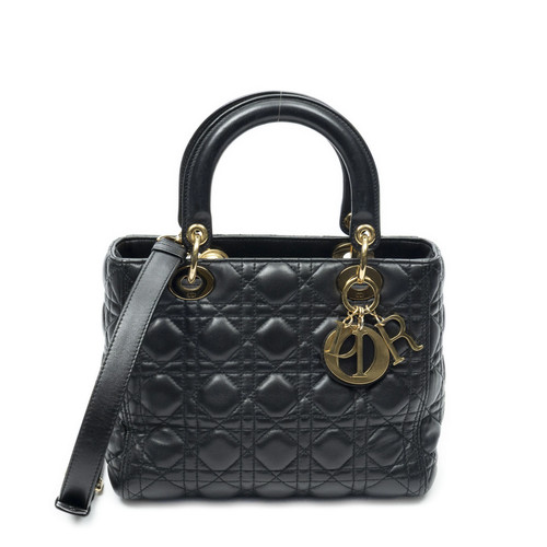 Dior Medium Lady Zip Lambskin Leather Black Unisex Bag #BCP4393