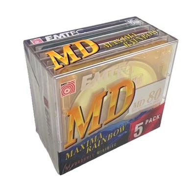 EMTEC Mini Disc 5x 80 Min. MAXIMA RAINBOW MD Color Mix MD-C80MIX, 5-Pack, NEU