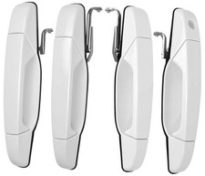 Exterior White Door Handles Compatible with 07-14 Chevy Silverado Full Set