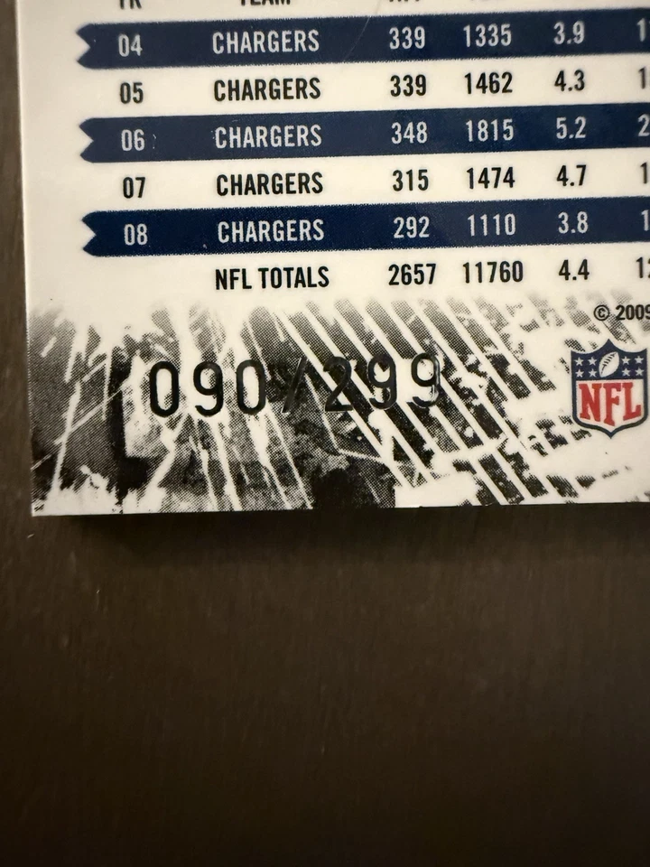 2009 Donruss LaDainian Tomlinson Rookie & Stars Longevity Materials Ruby /299 - Image 3 of 3