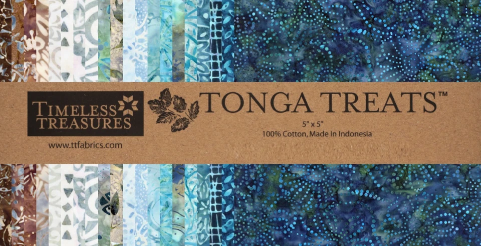 Timeless Treasures Tonga Treats - JUNIPER - (42) 5" Batik Fabric Squares