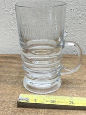 Vintage Suntory Whisky White Glass ~ Clear W/ Etched Logo.