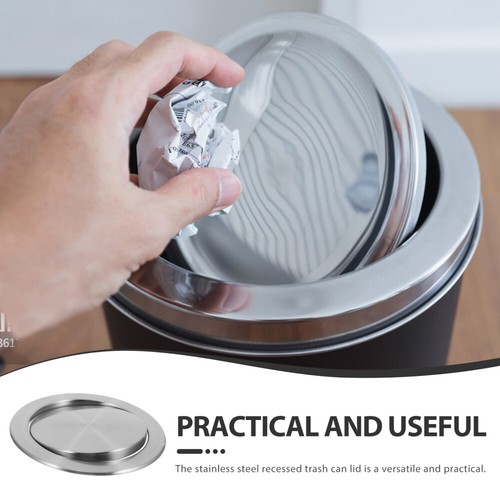 Stainless Steel Trash Can Lid Kitchen Accessory Countertop Cover - Picture 5 of 12