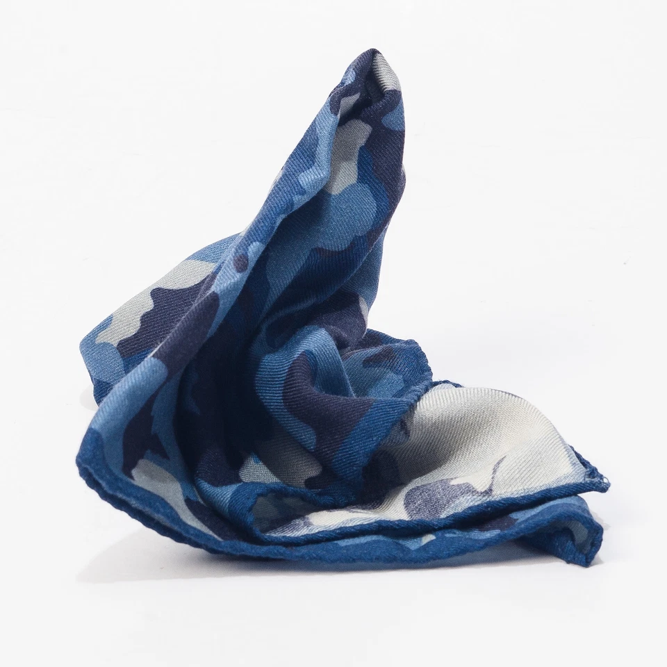 ETON Pocket Square Blue Camo Print Handkerchief Menswear Classic - Image 2 of 4