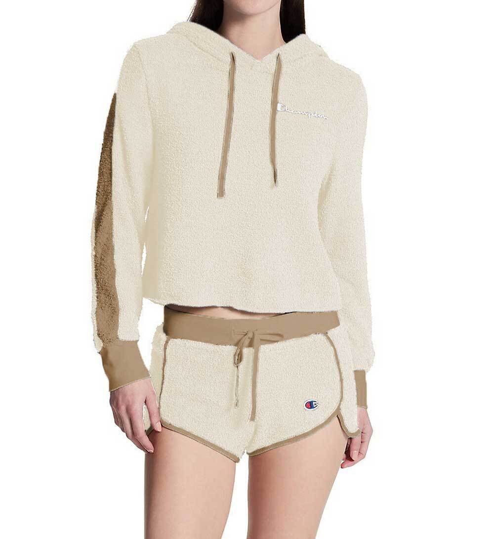 Champion Size M Women's Plush Cropped Hoodie & Shorts Sleep Set Pyjama | Pajama