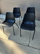 Vintage Virco Chairs Set of Four Black Stackable Nice Condition 