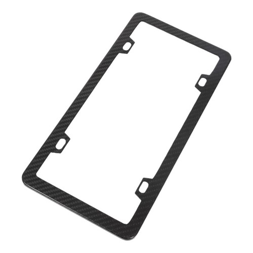 Black Car Carbon Fiber License Plate Frame Cover Front / Rear Universal USA Size - Picture 10 of 12