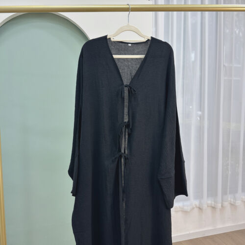 Abito lungo donna aperto Abaya Dubai caftano maxi abito cardigan abito da sera festa - Foto 22 di 26