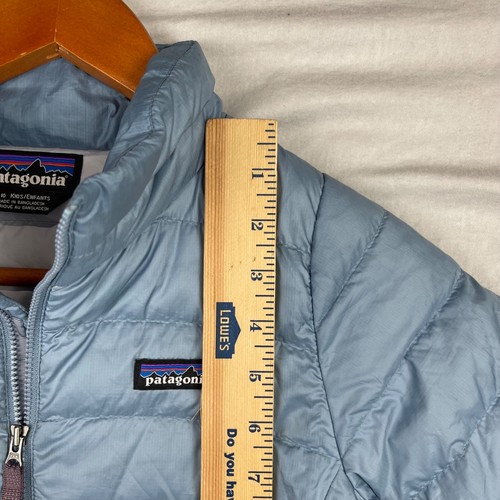 Patagonia Jacket Girls Medium 10 Down Sweater Puffer Zip Up Kids Outdoor Blue - Picture 7 of 14