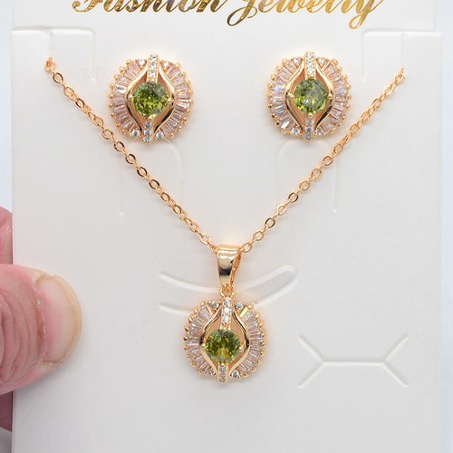 18K Yellow Gold Filled Women Red Mystic Topaz Earrings & Pendant Jewelry Set - Picture 7 of 12