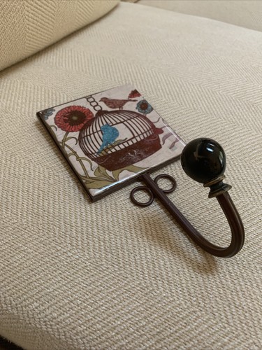 Ceramic Tile Wall Hook with Bird Cage Design - Kitchen Coat Bathroom - Picture 3 of 5