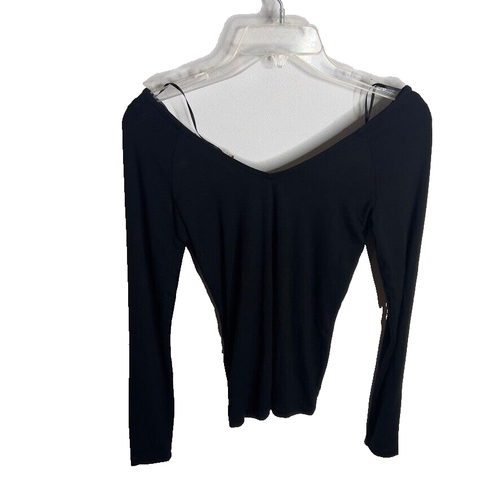 Madewell Womens Jersey V-Neck Long-Sleeve Top Black Size M NT721 - Picture 5 of 7