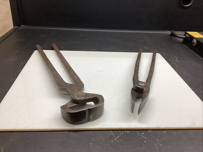 Pair Of Antique Blacksmith Tools Nippers And Tongs