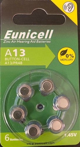 12 pcs A13 13A Size 13 PR48 Card 1.5V Zinc Air Hearing Aid Battery - Picture 3 of 6