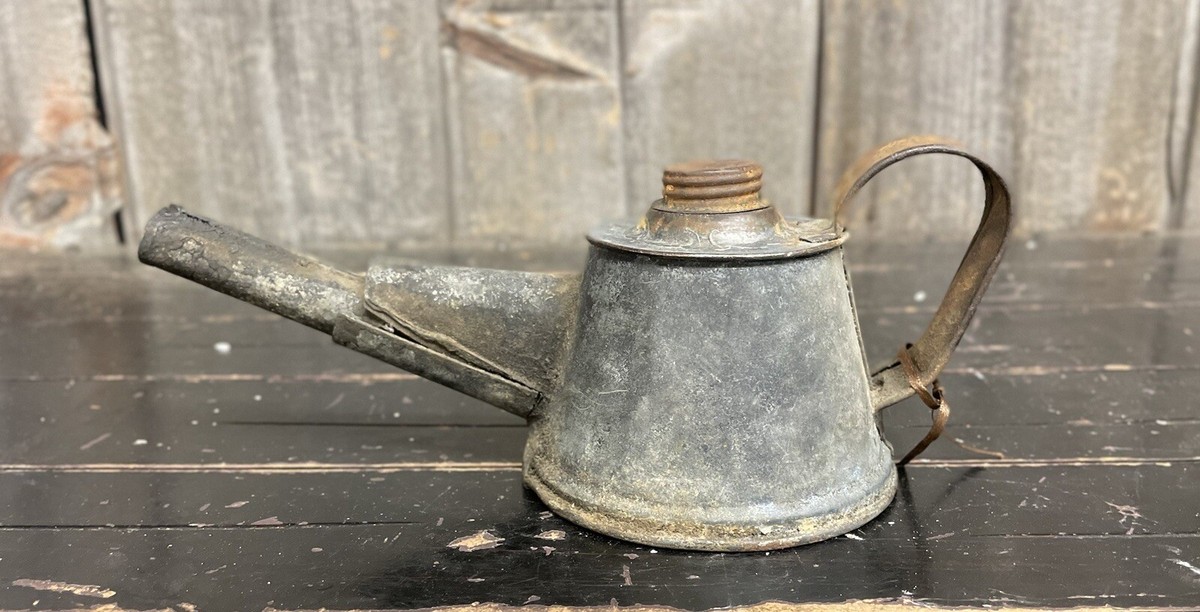 Rare Antique Early Street Lamp Lighter Light Can With Handle Home