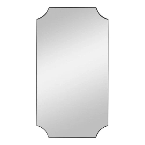 Uttermost Lennox Scalloped Corner Iron Metal Mirror in Sleek Satin Black - Picture 1 of 6