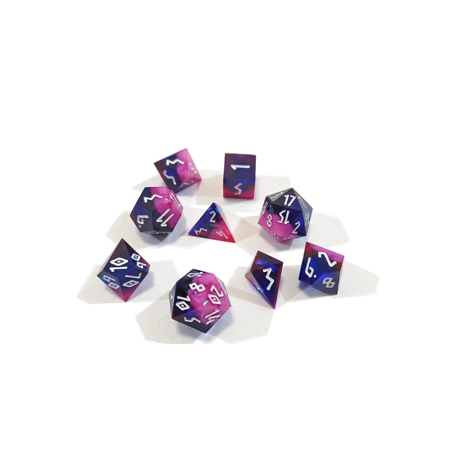 Handmade Resin Art 9-Piece Holographic Foil Dice Set for RPG, Dungeons & Dragons - Image 3 of 4