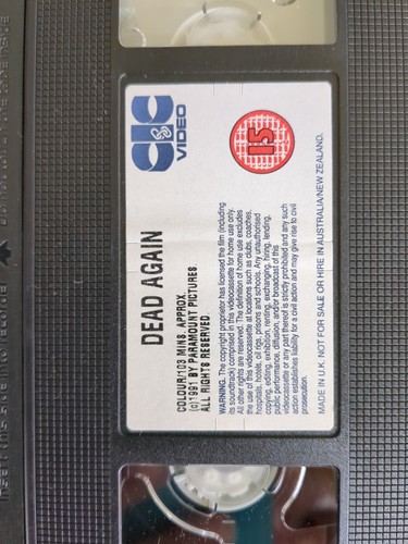 Dead Again VHS PAL Video 1991 Supernatural Thriller Paramount - Picture 4 of 5