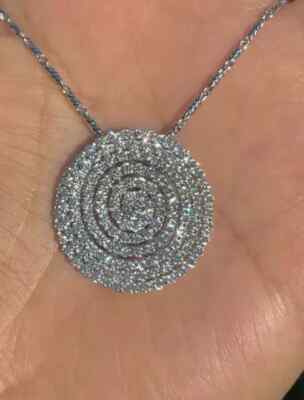 3Ctw Round Cut Lab-Created Diamond Women's Cluster Pendant 14K White Gold Finish