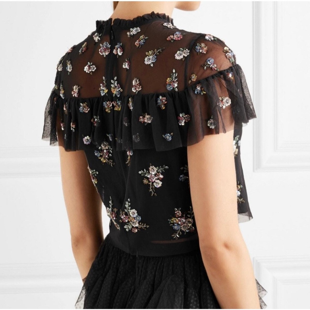 トップス THEREDTHREAD S motif tulle tops THEREDTHREAD】S motif tulle tops