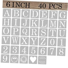 Letter Stencils Numbers Craft Stencils, 40 Pcs Reusable Plastic Alphabet 6 Inch