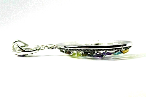 Silver Pendant Topaz Amethyst Garnet Genuine Gems Part Black Rhodium With Chain - Picture 24 of 24