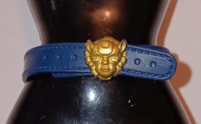 Rare  Vintage 1980's Barbie Navy Blue Gold Accented Lion/Cat Head  Belt
