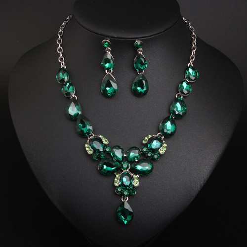 Fashion Flower Women Statement Necklace Earring Crystal Jewelry Set Bridal Gifts - 第 50/661 張圖片