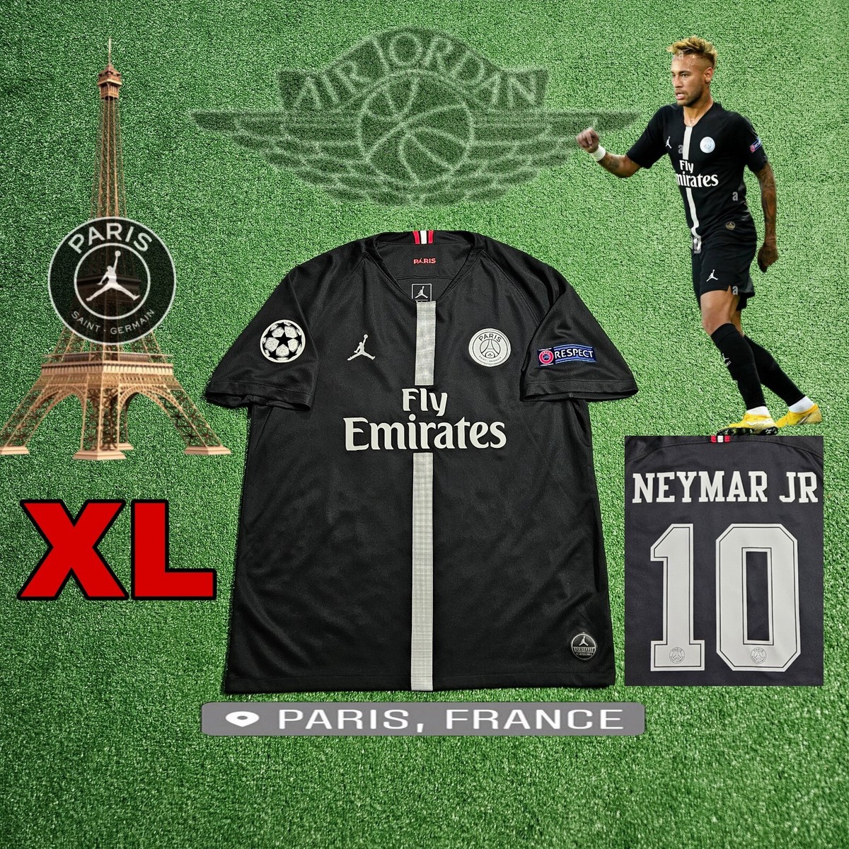🔥🇫🇷 Jordan PSG Neymar Jr #10 18/19 Champions League Home 🔥🇫🇷 Jordan PSG Neymar Jr #10 18/19 Champions League Home