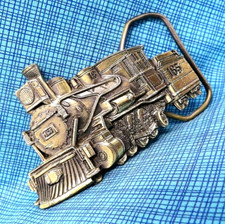 Railroad Train Belt Buckle Steam Engine 165 3D Cut Out Vtg 80s TGABC   .TWY549