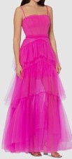 Betsy & Adam Women's Pink Corset Mesh Square-Neck Tiered Ball Gown Dress Size 2