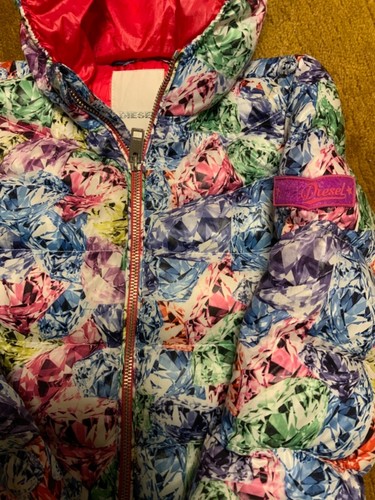 Diesel diamond print down puffer kids jacket Sz 5/6 EUC lightweight warm   - Picture 3 of 12