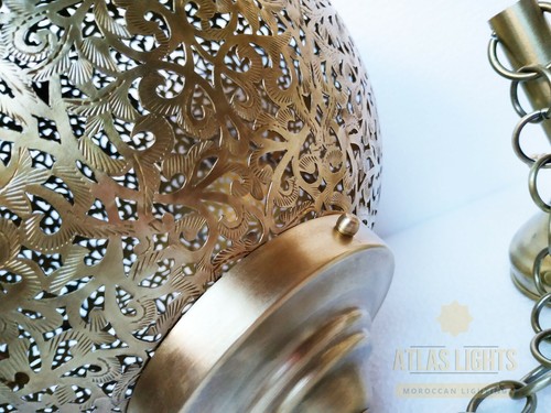 Moroccan Chandelier Pendant Light Brass Rose Desert Antique Lamp Hanging Vintage - Picture 4 of 10