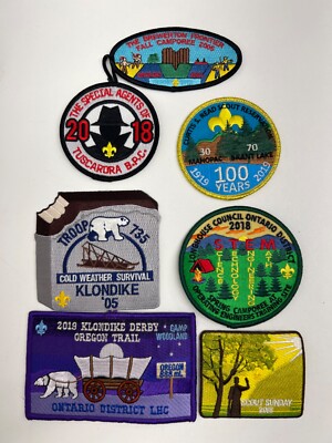 Camp Woodland Read Tuscarora Klondike Stem Camporee (Lot of 7 Patches)