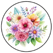 WATERCOLOR FLOWERS ENVELOPE SEALS LABELS STICKERS PARTY FAVORS