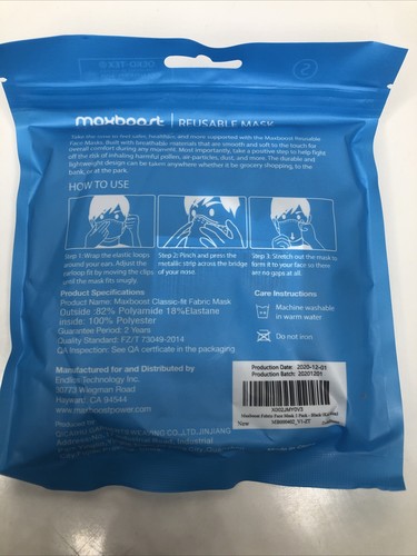 Max boost Reusable Washable Protective Face Mask Pack Of 3 Size Small - Picture 4 of 6