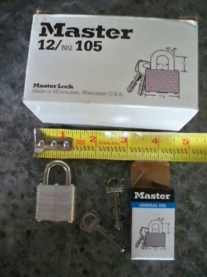Master Lock #105 Locks 1-1/8'' General Use Padlock Keyed Alike 