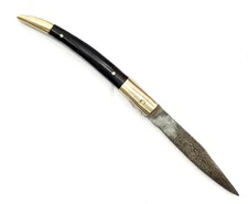 Dagger Knife Katar Damascus Steel Blade Natural Horn Handle Decor Blunt i550