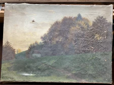 Philipp Graf 1874 Oil Painting Antique Band at the Edge of Forest to Restore