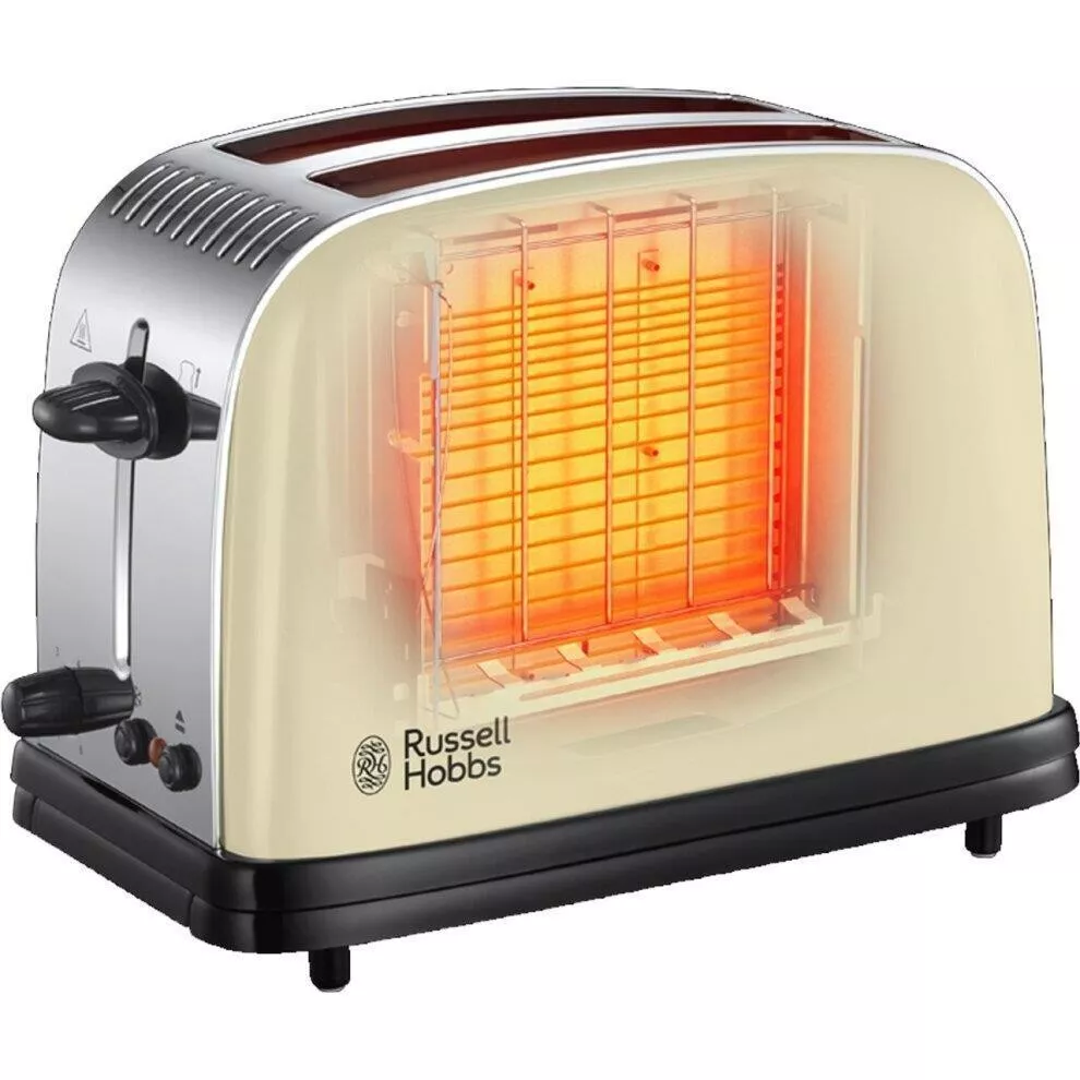 Russell Hobbs CREAM 1670W Stainless Steel 2 Slice Toaster 23334