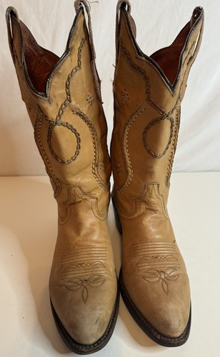 Dan Post Women’s Size 7.5M Braided Leather Cowgirl Boots 11” Tall Brown Mexico - Picture 2 of 8
