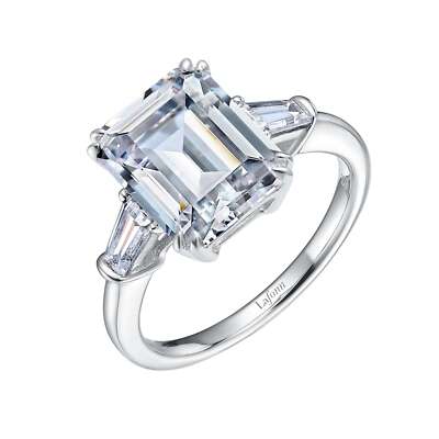 *BRAND NEW* Sterling Silver Platinum-Bonded Classic Three-Stone Engagement Ring