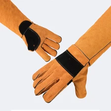 1 pair Cowhide Animal Training Anti-Bite/Scratch Gloves F Pet Dog Cat Bird Snake