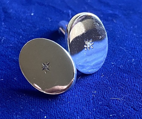 Sterling Silver And Diamond Cufflinks Hallmarked, Maker Douglas Pell