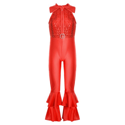 Kids Girls Shiny Metallic Hippie Disco Jumpsuits Bell-bottom Pant Costume Dance - Picture 23 of 63