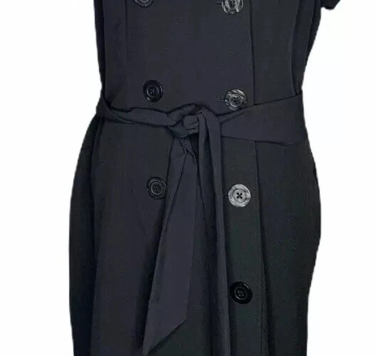 NUEVO Moda Bug Volantes Cuello Manga Corta Botón Delantero Negro Vestido Corbata Cinturón 16 Foto 3 de 4