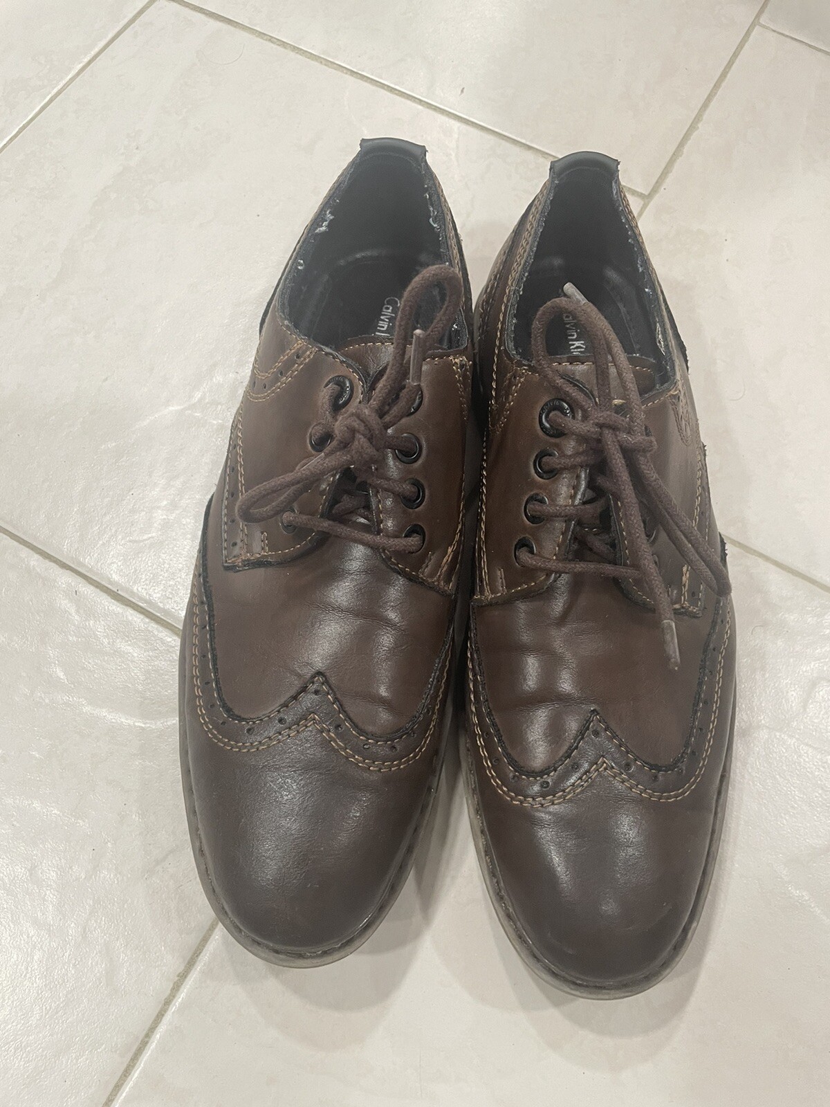 SAOLA Calvin Klein Jeans Milo Brunito Liscio Oxford Scarpa Elegante Uomo 9M DK Marrone