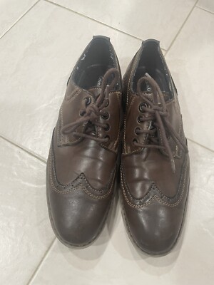 Calvin Klein Jeans Milo Burnished Smooth Oxford Men's 9M DK Brown Dress Shoe