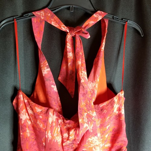 Maxi vestido halter Halston Heritage para mujer talla 4 estampado de amapola $179 nuevo con etiquetas - Imagen 6 de 12