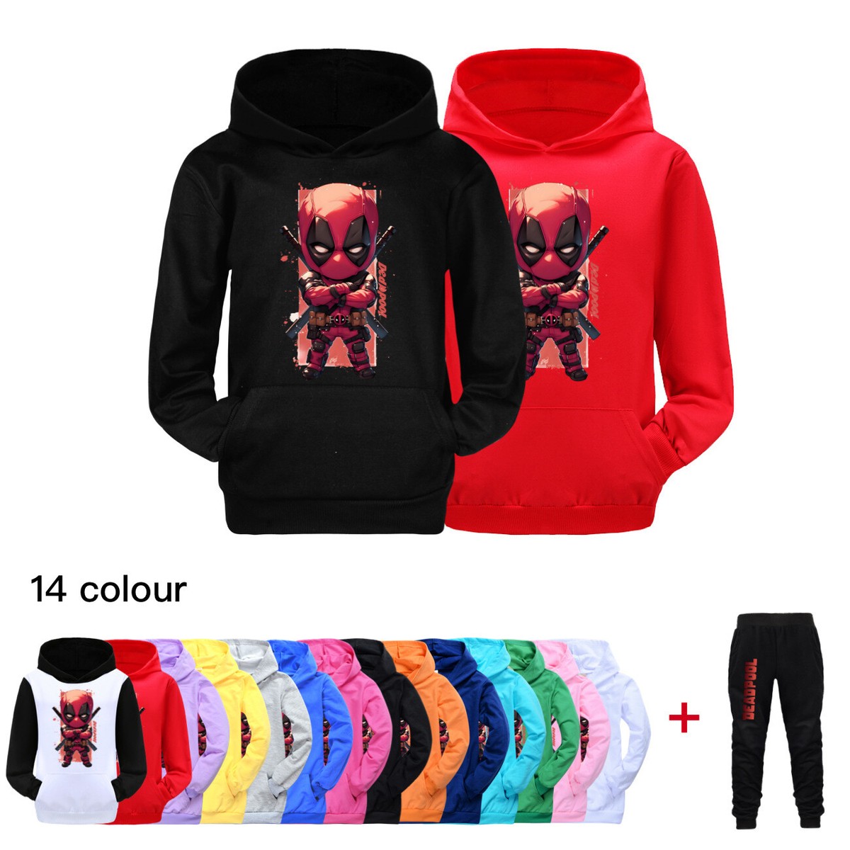 Kids Deadpool T-shirts Hoodie Joggers Pants Tracksuits Sportwear
